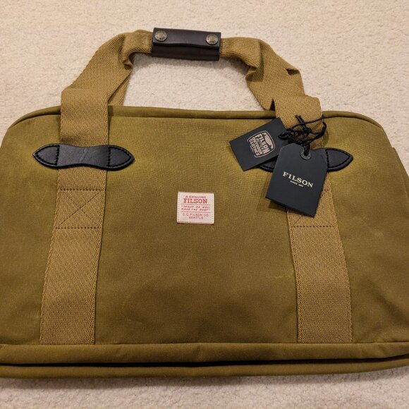 Filson Small Tin Cloth Duffle Bag in Dark Tan - Picture 2 of 11